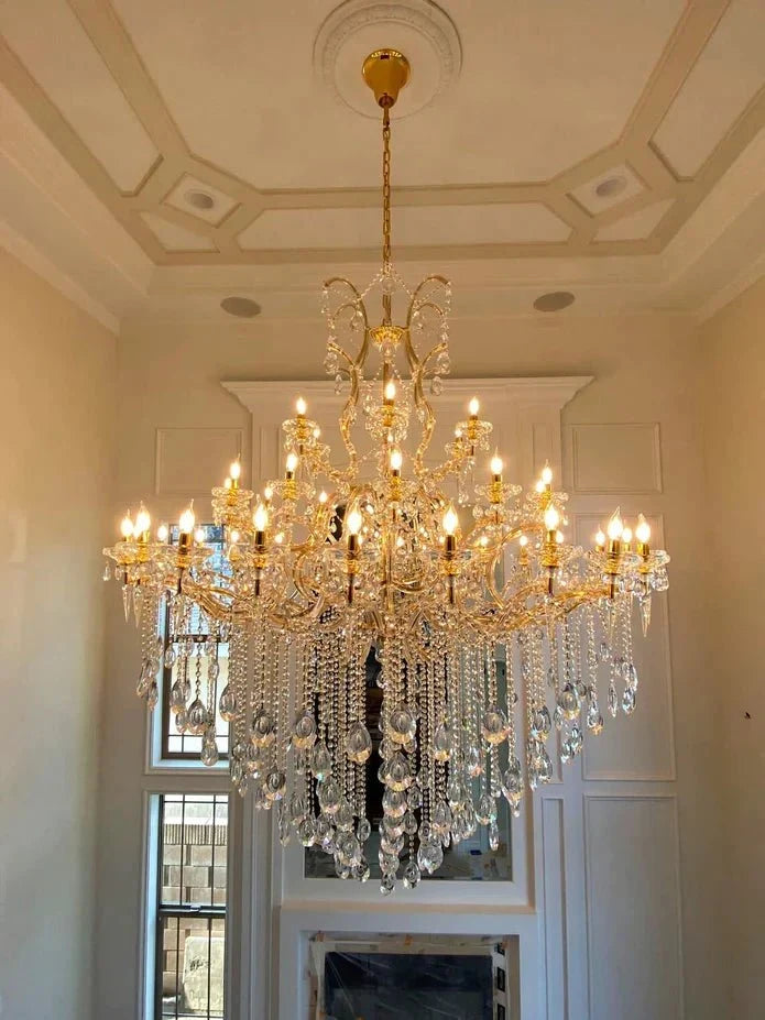 Classic Modern Multi-layers Crystal Chandelier for Staircase/Foyer/Villa - D39.4"*H59.1"Warm LightBrassManorlights