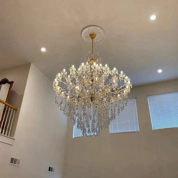 Classic Modern Multi-layers Crystal Chandelier for Staircase/Foyer/Villa - D39.4"*H59.1"Warm LightBrassManorlights