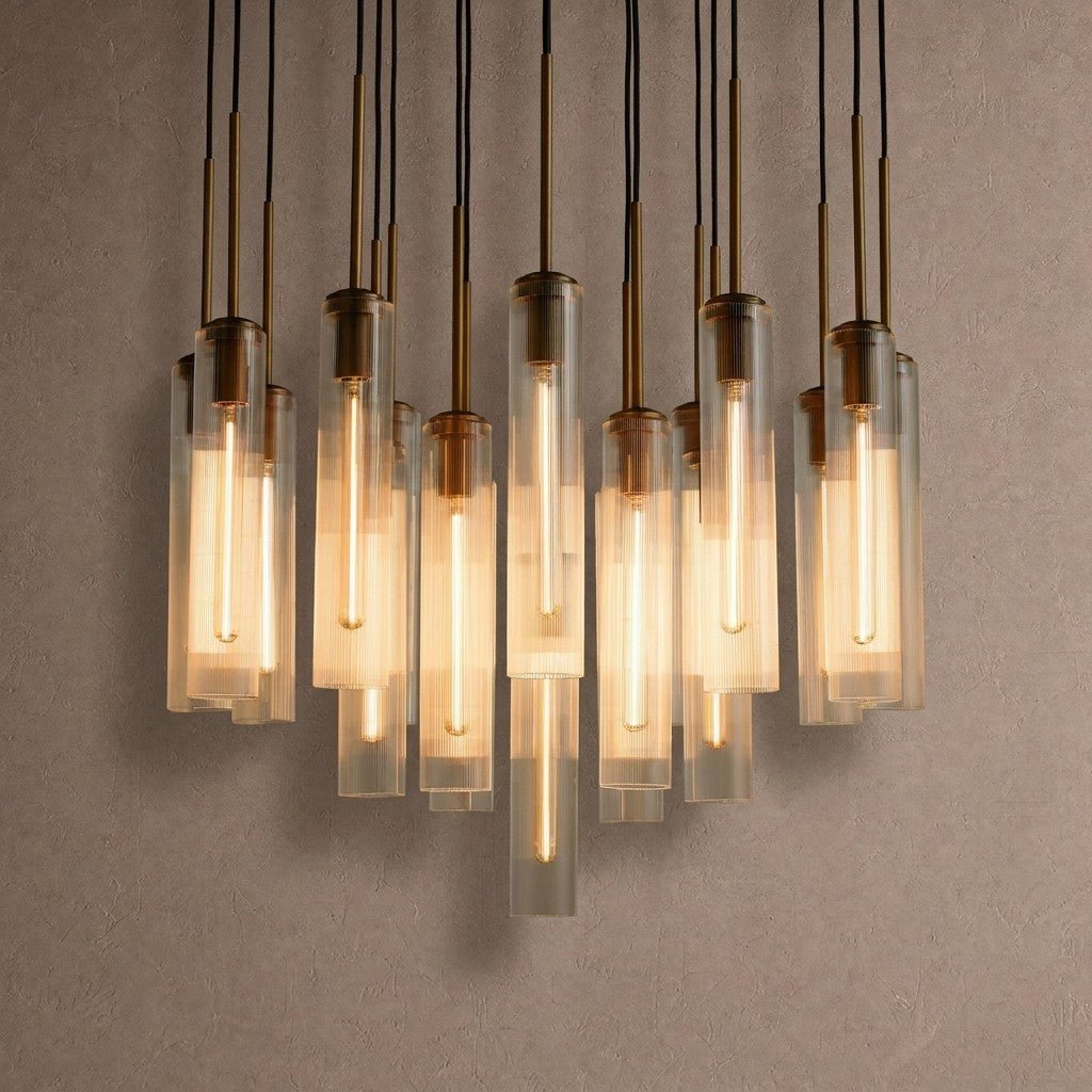 Colleena Fluted Glass Round Chandelier - 36"Manorlights