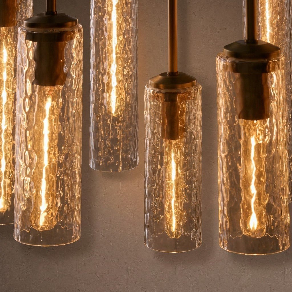 Colleena Linear Hammered Glass Chandelier - Manorlights