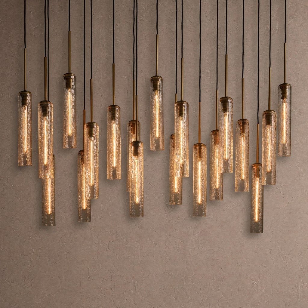 Colleena Linear Hammered Glass Chandelier - Manorlights