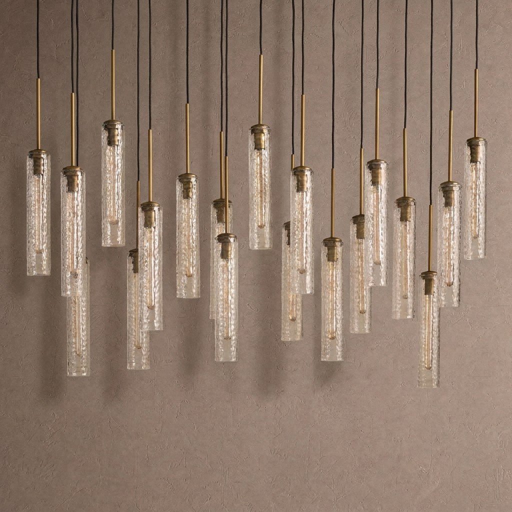 Colleena Linear Hammered Glass Chandelier - Manorlights