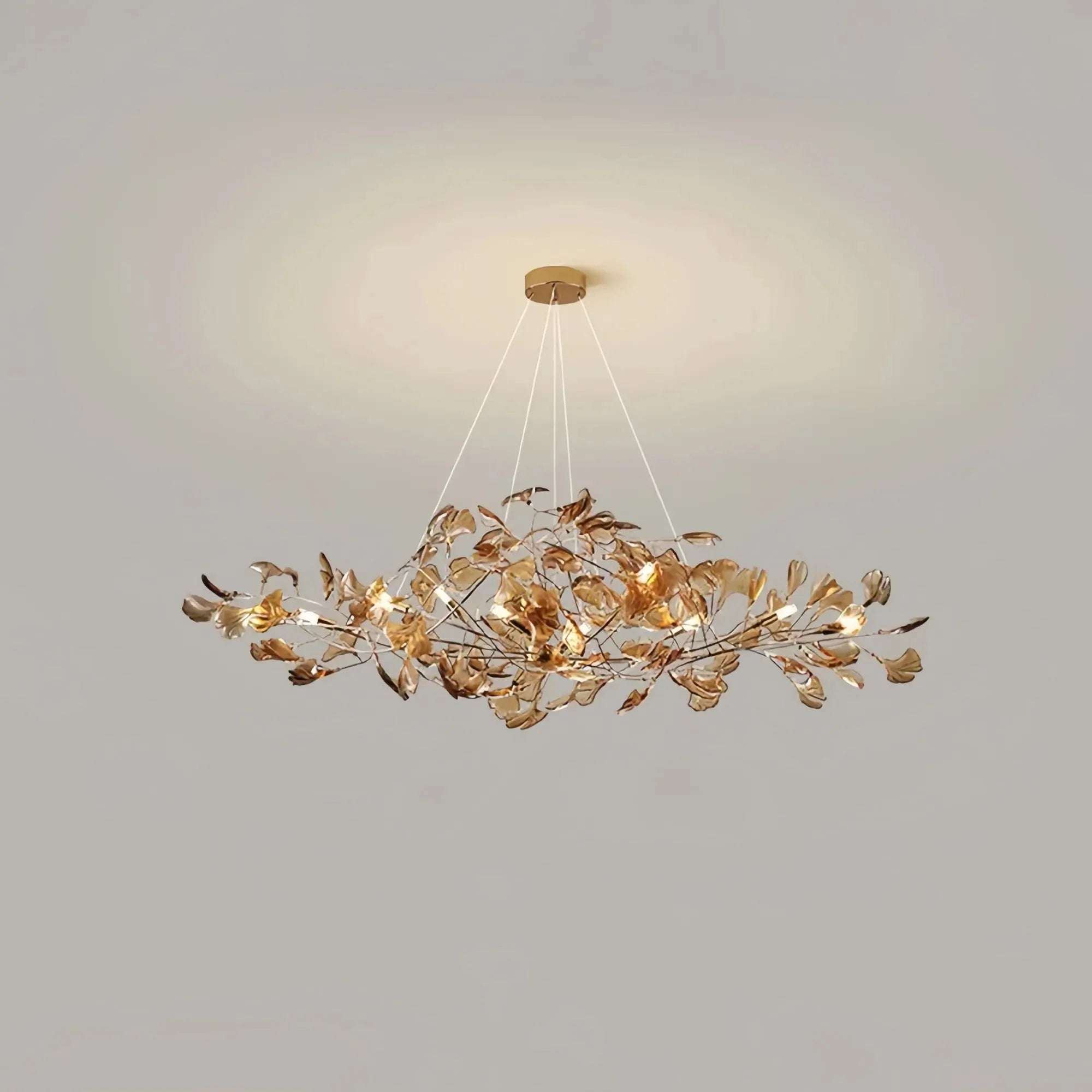 Colorful Glass Ginkgo Leaf Chandelier - Size A: 31.5″ LSapphireBlushlighting