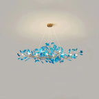 Colorful Glass Ginkgo Leaf Chandelier - Size A: 31.5″ LSapphireBlushlighting