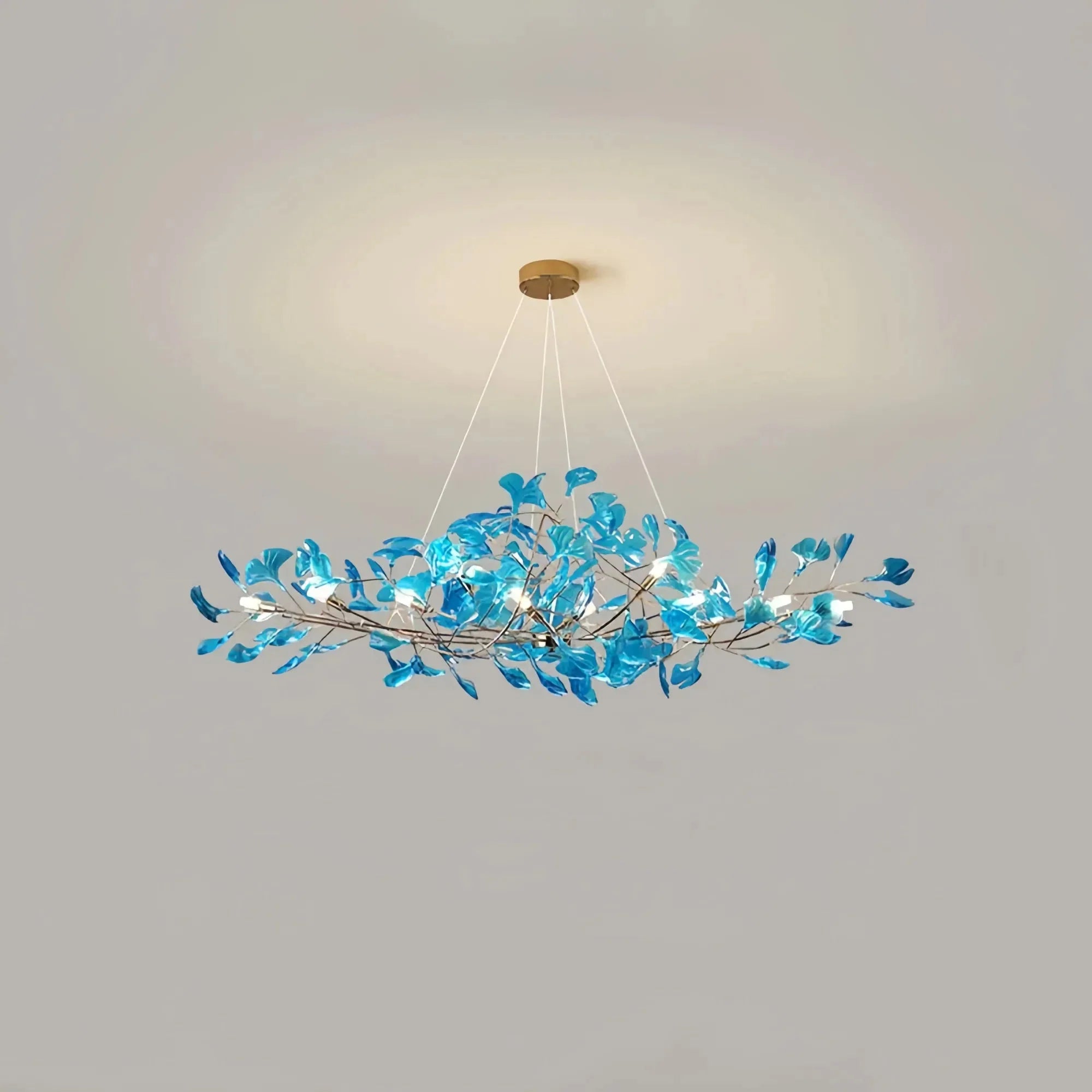Colorful Glass Ginkgo Leaf Chandelier - Size A: 31.5″ LSapphireBlushlighting