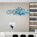 Colorful Glass Ginkgo Leaf Chandelier - Size A: 31.5″ LSapphireBlushlighting