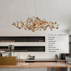 Colorful Glass Ginkgo Leaf Chandelier - Size A: 31.5″ LSapphireBlushlighting
