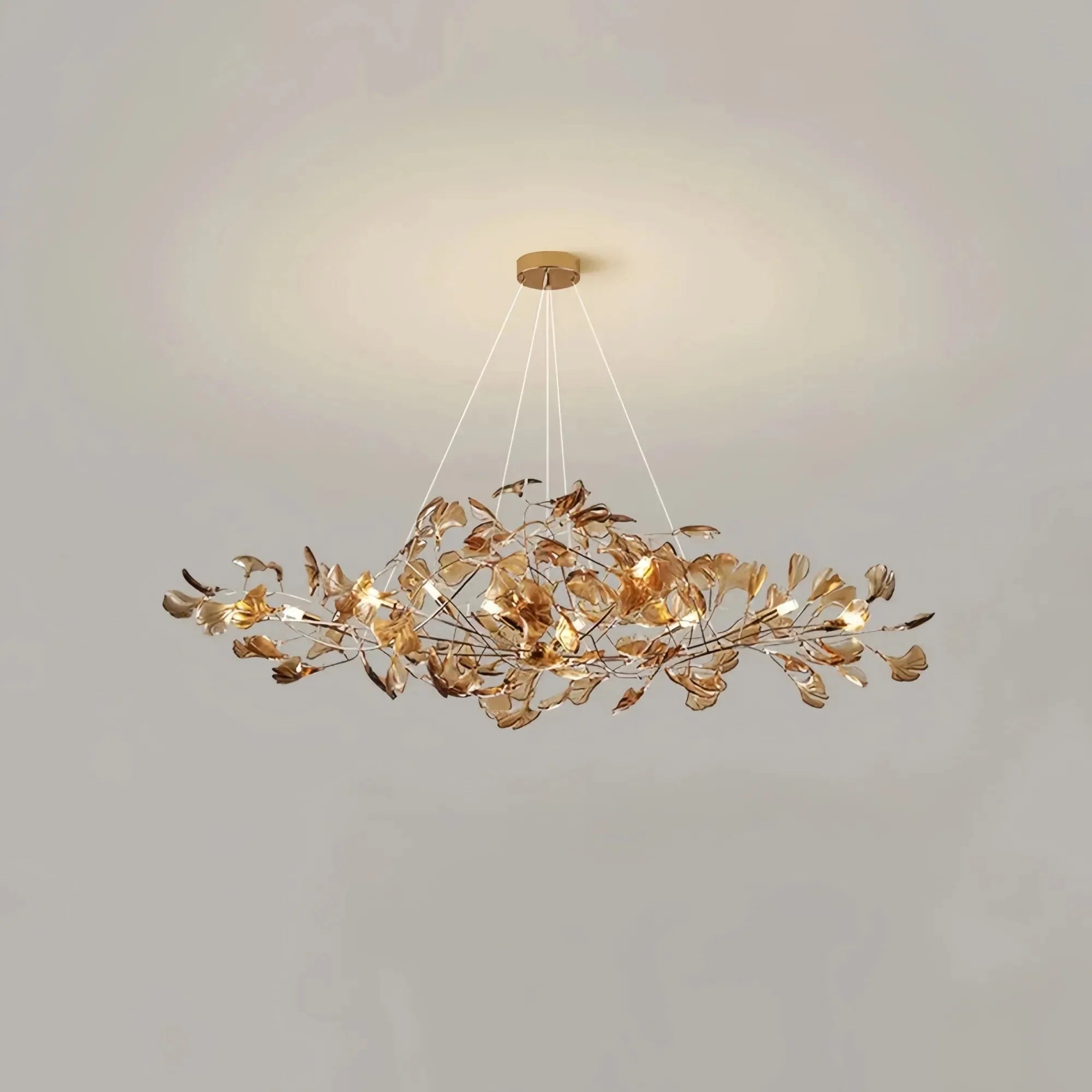 Colorful Glass Ginkgo Leaf Chandelier - Size A: 31.5″ LSapphireBlushlighting