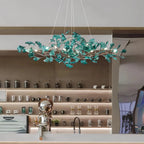 Colorful Glass Ginkgo Leaf Chandelier - Size A: 31.5″ LSapphireBlushlighting