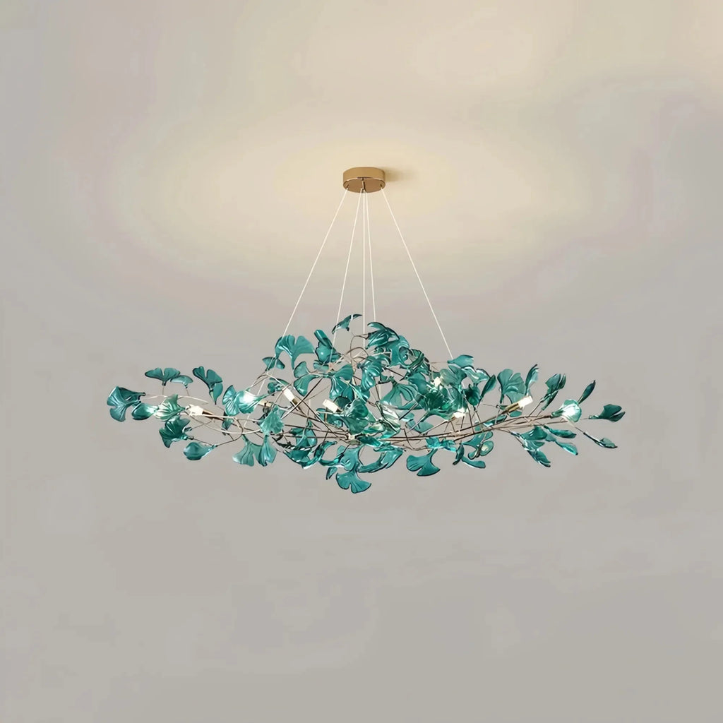 Colorful Glass Ginkgo Leaf Chandelier - Size A: 31.5″ LSapphireBlushlighting