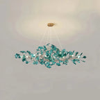 Colorful Glass Ginkgo Leaf Chandelier - Size A: 31.5″ LSapphireBlushlighting