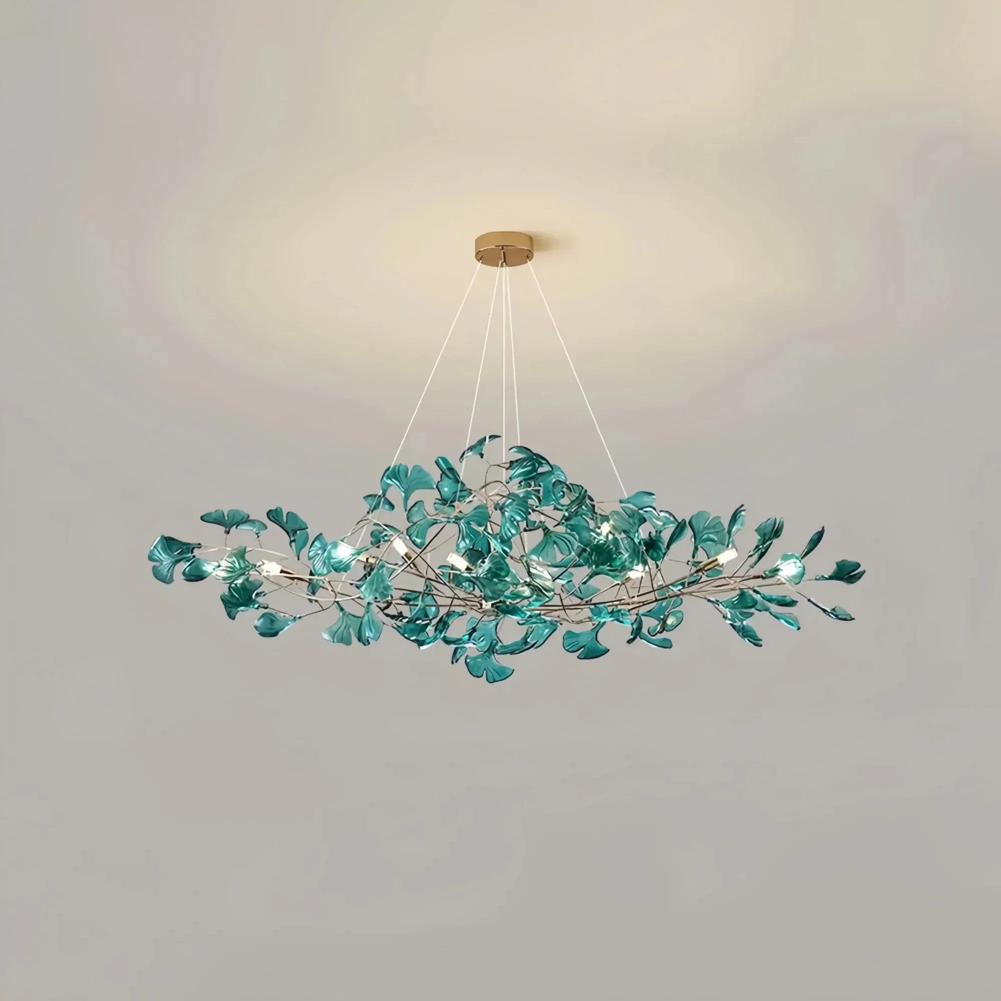 Colorful Glass Ginkgo Leaf Chandelier - Size A: 31.5″ LSapphireBlushlighting