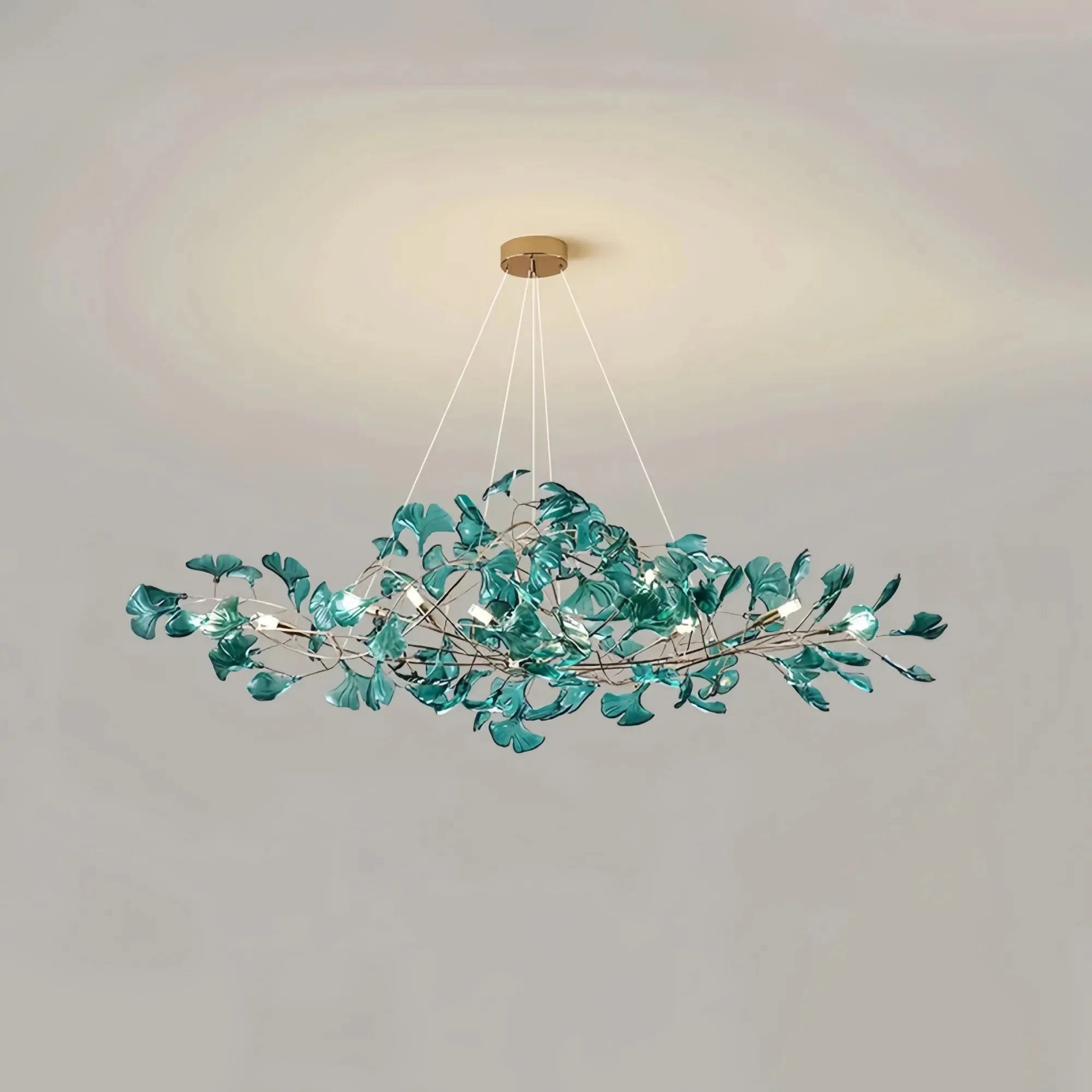 Colorful Glass Ginkgo Leaf Chandelier - Size A: 31.5″ LSapphireBlushlighting