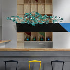 Colorful Glass Ginkgo Leaf Chandelier - Size A: 31.5″ LSapphireBlushlighting