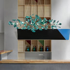 Colorful Glass Ginkgo Leaf Chandelier - Size A: 31.5″ LSapphireBlushlighting