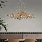 Colorful Glass Ginkgo Leaf Chandelier - Size A: 31.5″ LSapphireBlushlighting