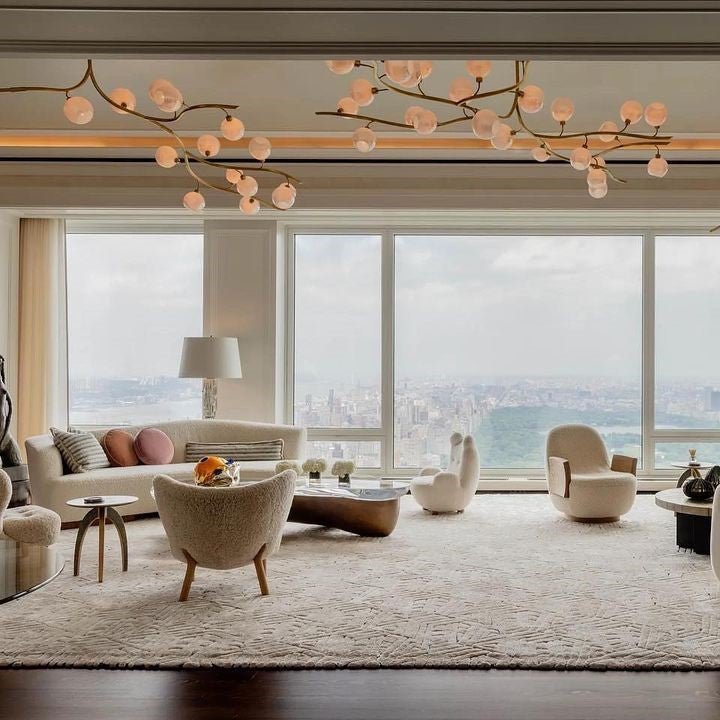 Contemporary Hand - blown Glass Globes Branch Chandelier for Dining Room Living Room and Kitchen Island - L140"*W60"*H32"Warm LightManorlights