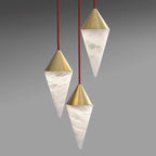 Conus 3-light alabaster chandelier in brass finish