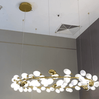 Creative Art Grape Chandelier Pure White Nordic Ring and Linear Design for Living Room or Dining Room - Linear/L47.2"*H118.1"Warm LightBlushlighting