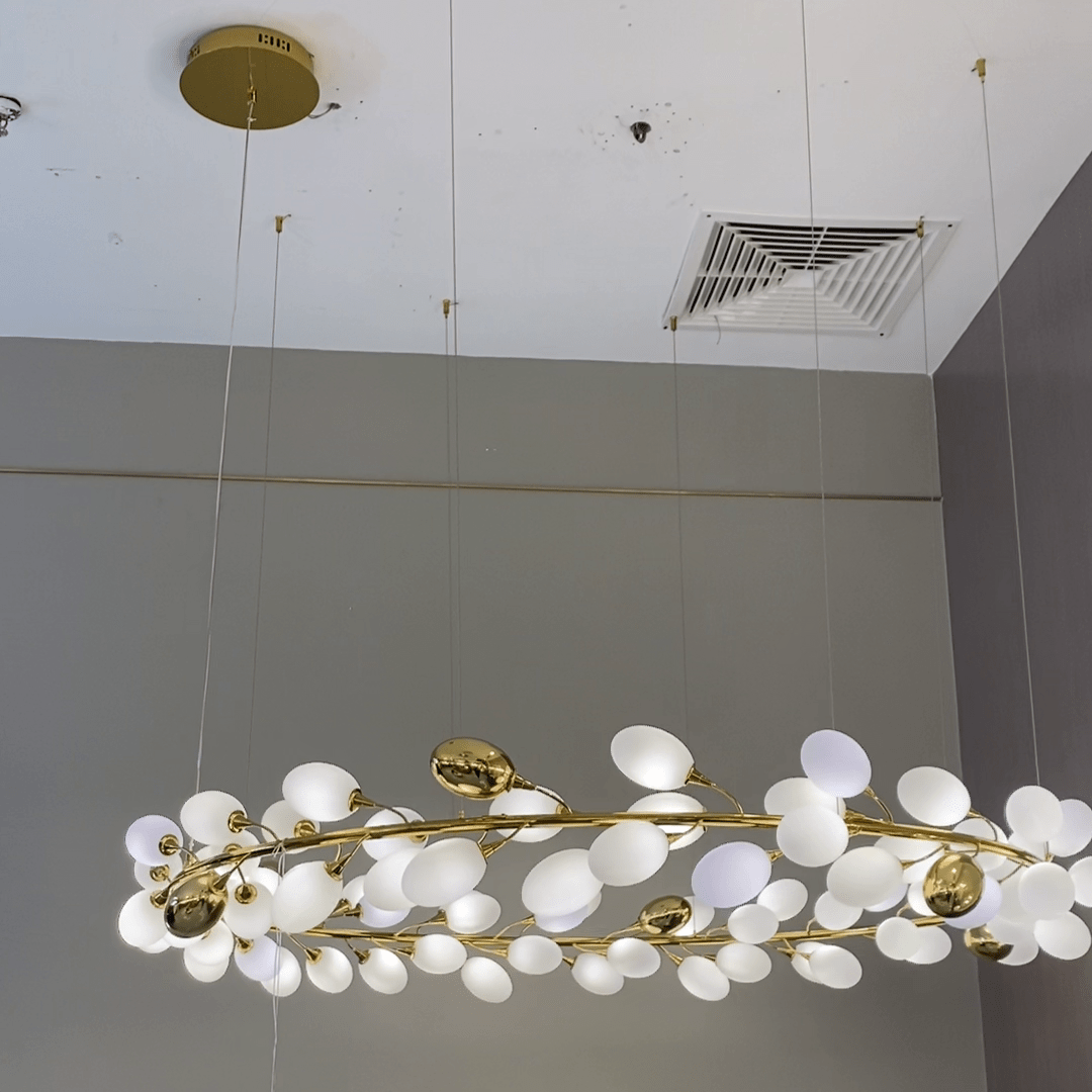 Creative Art Grape Chandelier Pure White Nordic Ring and Linear Design for Living Room or Dining Room - Linear/L47.2"*H118.1"Warm LightBlushlighting