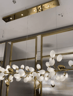 Creative Art Grape Chandelier Pure White Nordic Ring and Linear Design for Living Room or Dining Room - Linear/L47.2"*H118.1"Warm LightBlushlighting