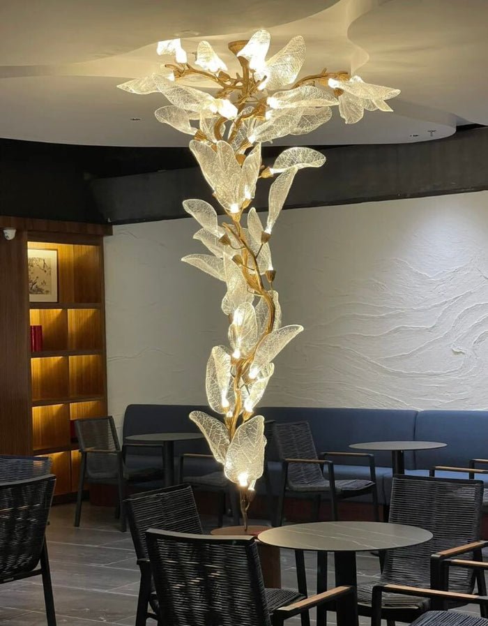 Creative Bionic Resin Leaves Chandelier for Living Room/Dining Room/Staircase - Flush Mount/D39.4"*H86.6"Warm Light -  Manorlights