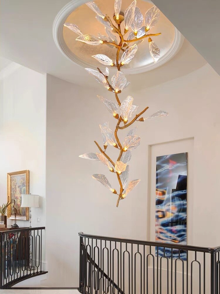 Creative Bionic Resin Leaves Chandelier for Living Room/Dining Room/Staircase - Wall Lamp/W27.5"*H59.1"Warm Light -  Manorlights