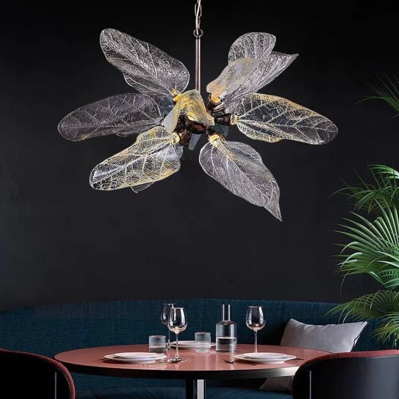 Creative Bionic Resin Leaves Chandelier for Living Room/Dining Room/Staircase - Round/D31.5"*H23.6"Warm Light -  Manorlights