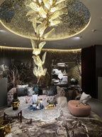 Creative Bionic Resin Leaves Chandelier for Living Room/Dining Room/Staircase - Linear/L47.2"*H19.7"Warm Light -  Manorlights