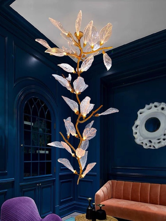 Creative Bionic Resin Leaves Chandelier for Living Room/Dining Room/Staircase - Wall Lamp/W27.5"*H59.1"Warm Light -  Manorlights