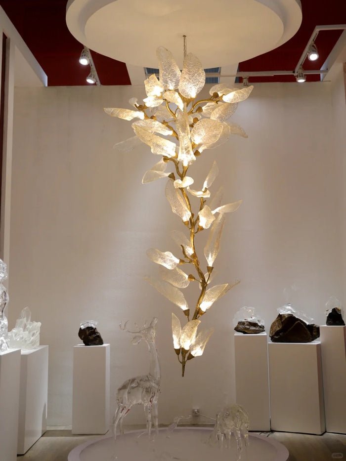 Creative Bionic Resin Leaves Chandelier for Living Room/Dining Room/Staircase - Linear/L47.2"*H19.7"Warm Light -  Manorlights