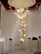 Creative Bionic Resin Leaves Chandelier for Living Room/Dining Room/Staircase - Linear/L47.2"*H19.7"Warm Light -  Manorlights