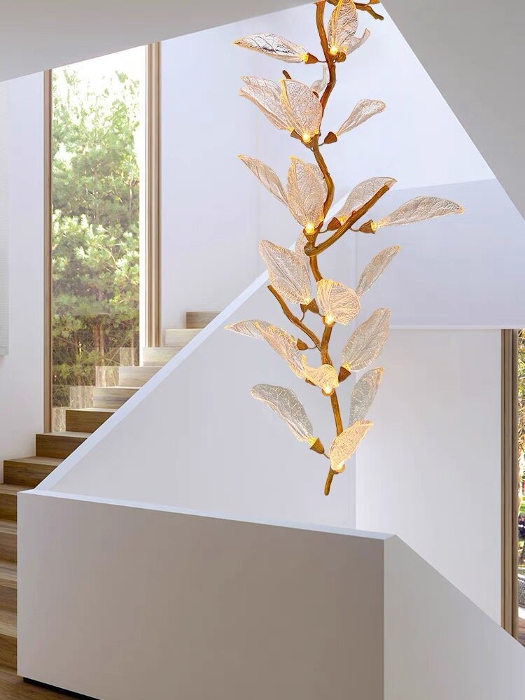 Creative Bionic Resin Leaves Chandelier for Living Room/Dining Room/Staircase - Wall Lamp/W27.5"*H59.1"Warm Light -  Manorlights
