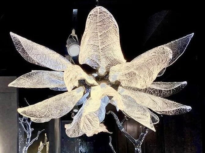 Creative Bionic Resin Leaves Chandelier for Living Room/Dining Room/Staircase - Wall Lamp/W27.5"*H59.1"Warm Light -  Manorlights