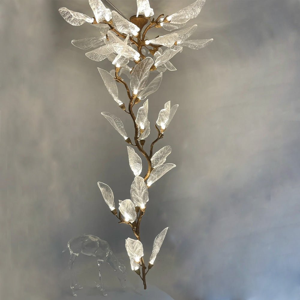 Creative Bionic Resin Leaves Chandelier for Living Room/Dining Room/Staircase - Flush Mount/D47.2"*H98.4"Warm Light -  Manorlights