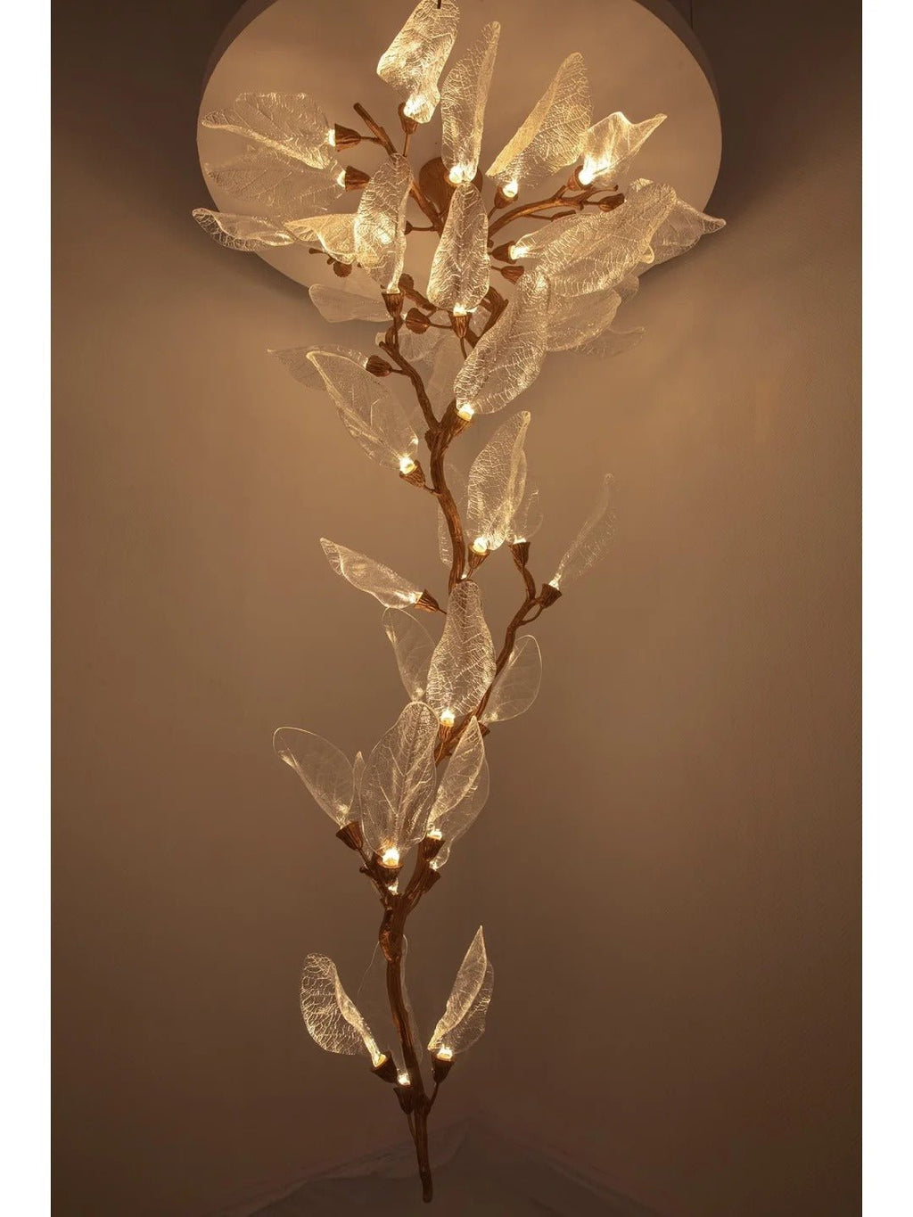 Creative Bionic Resin Leaves Chandelier for Living Room/Dining Room/Staircase - Linear/L47.2"*H19.7"Warm Light -  Manorlights