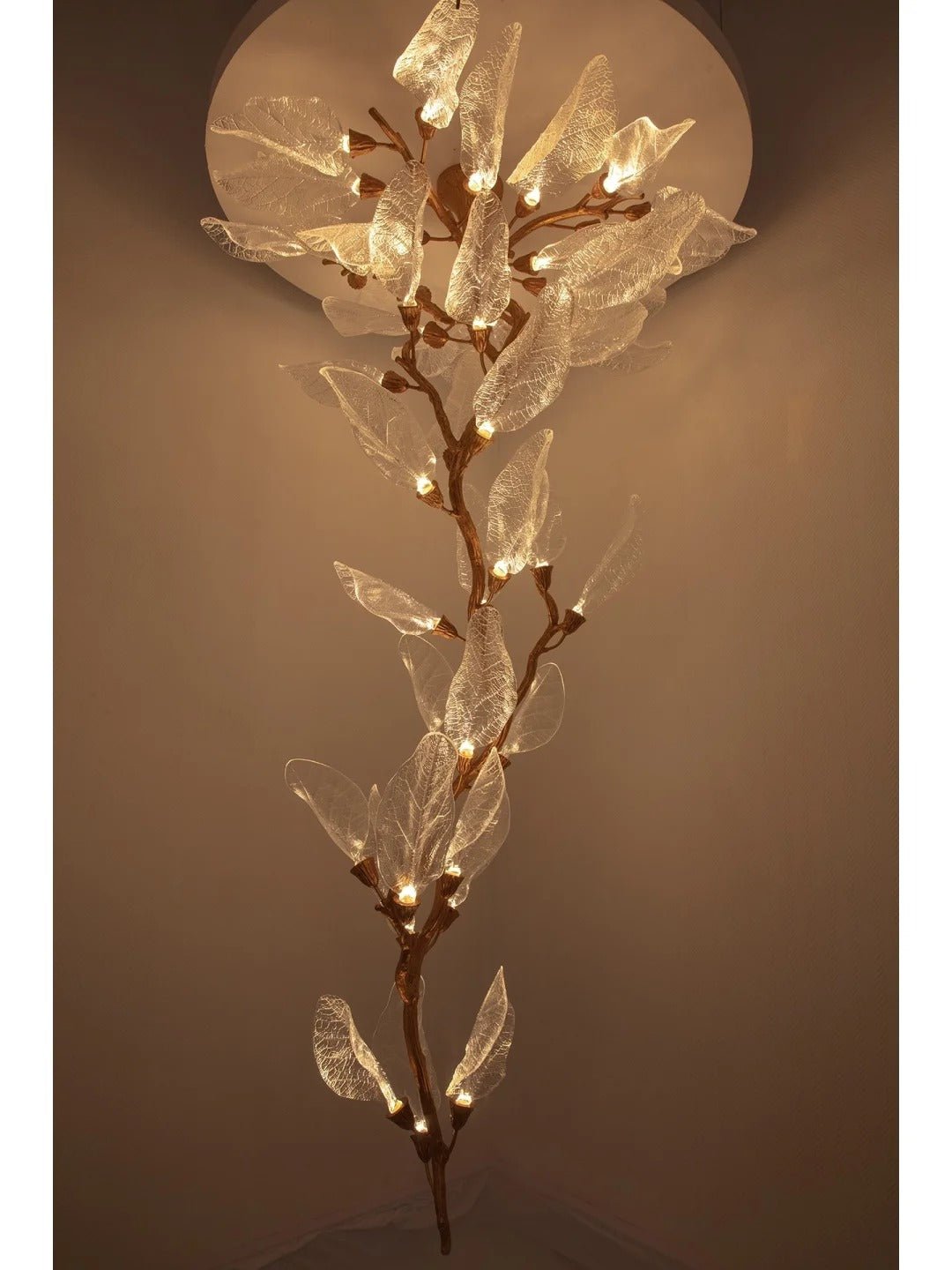 Creative Bionic Resin Leaves Chandelier for Living Room/Dining Room/Staircase - Linear/L47.2"*H19.7"Warm Light -  Manorlights