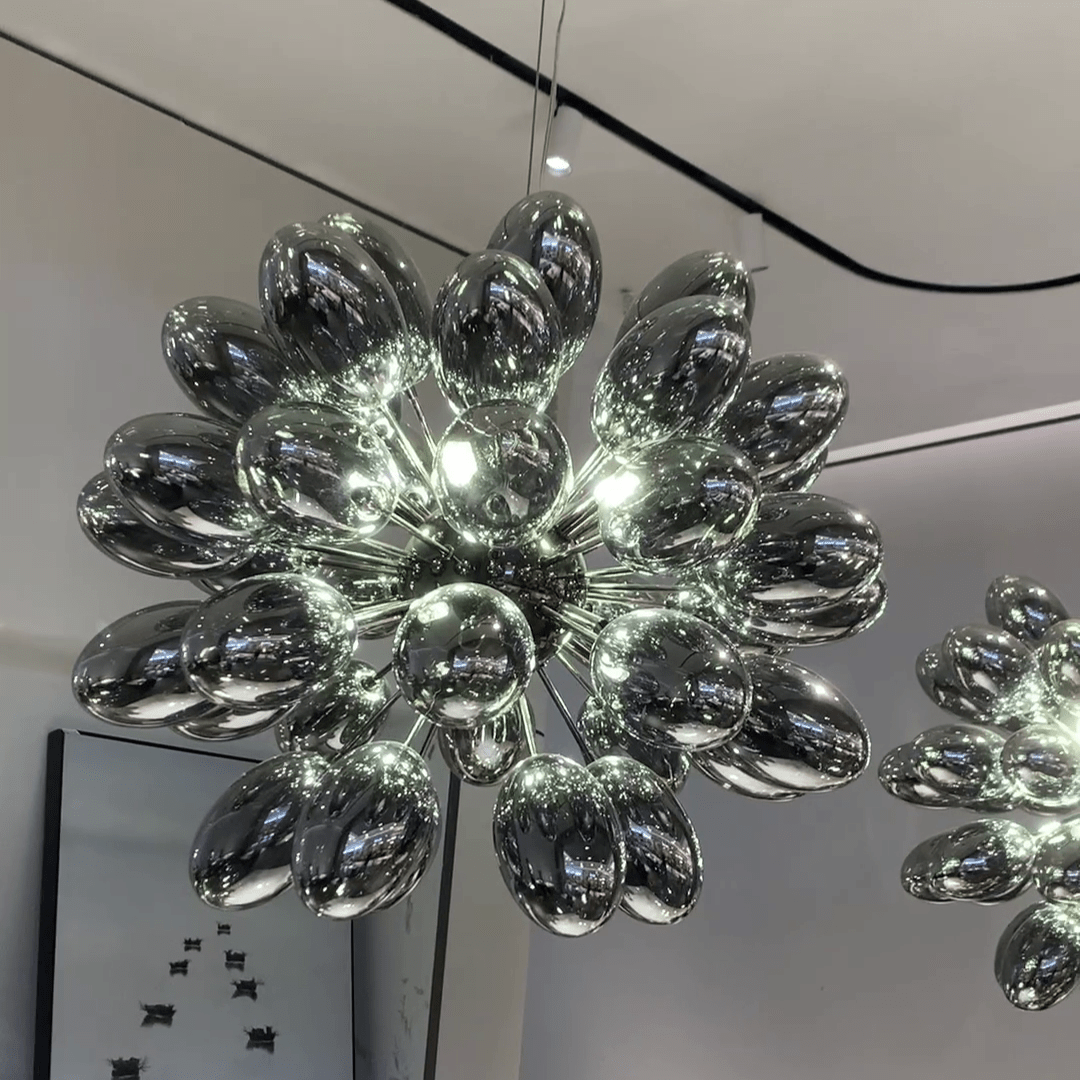 Creative Black Grape Glass Chandelier for Bar/Dining/Living Room/Kitchen Island - D23.6"Warm LightBlushlighting