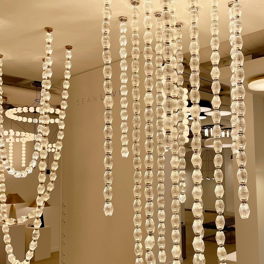 Creative Glass Pearl Necklace Pendant Chandelier for Living/Dining Room/Staircase-Manorlights