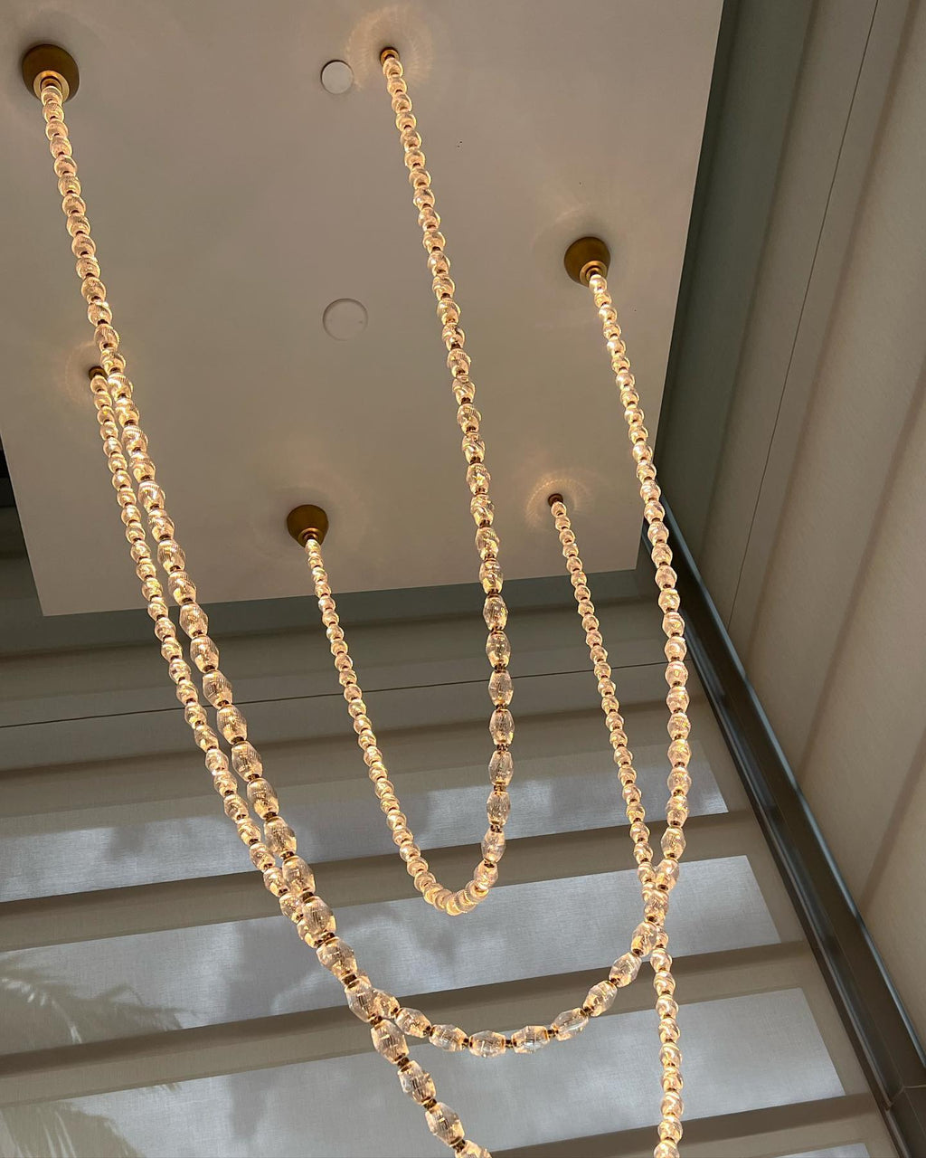 Creative Glass Pearl Necklace Pendant Chandelier for Living/Dining Room/Staircase-Manorlights