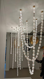 Creative Glass Pearl Necklace Pendant Chandelier for Living/Dining Room/Staircase-Manorlights