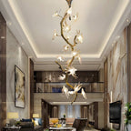 Crissy Branch Brass Bird Branch Staircase Chandelier - H78.74" (200cm)CopperCool white 6000KManorlights