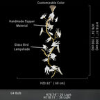 Crissy Branch Brass Bird Branch Staircase Chandelier - H78.74" (200cm)CopperCool white 6000KManorlights