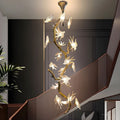 Crissy Branch Brass Bird Branch Staircase Chandelier - H78.74" (200cm)CopperCool white 6000KManorlights