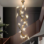 Crissy Branch Brass Bird Branch Staircase Chandelier - H78.74" (200cm)CopperCool white 6000KManorlights
