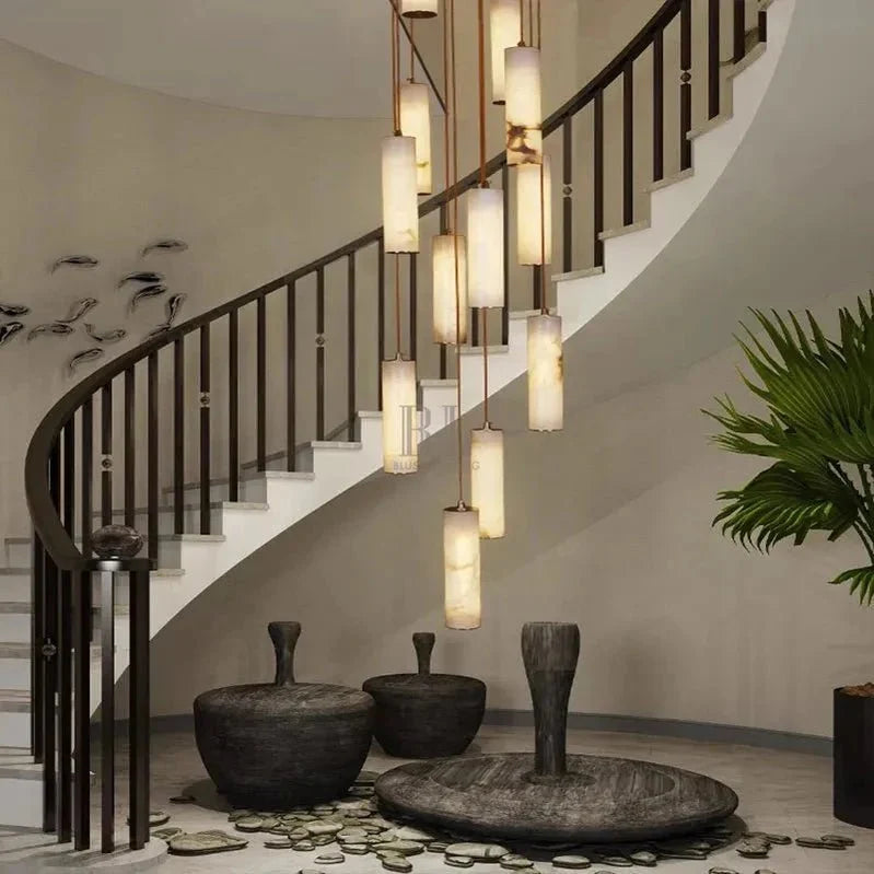 Darlen Modern Staircase Chandelier - 6 LightsRemote Control (Dimmable) - Manorlights