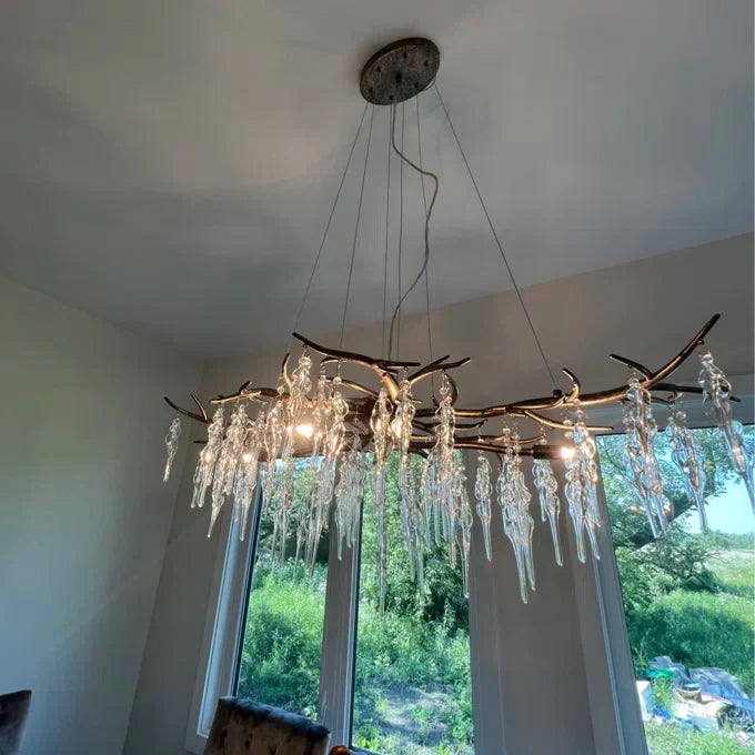 Modern Geometric Crystal Branch Chandelier