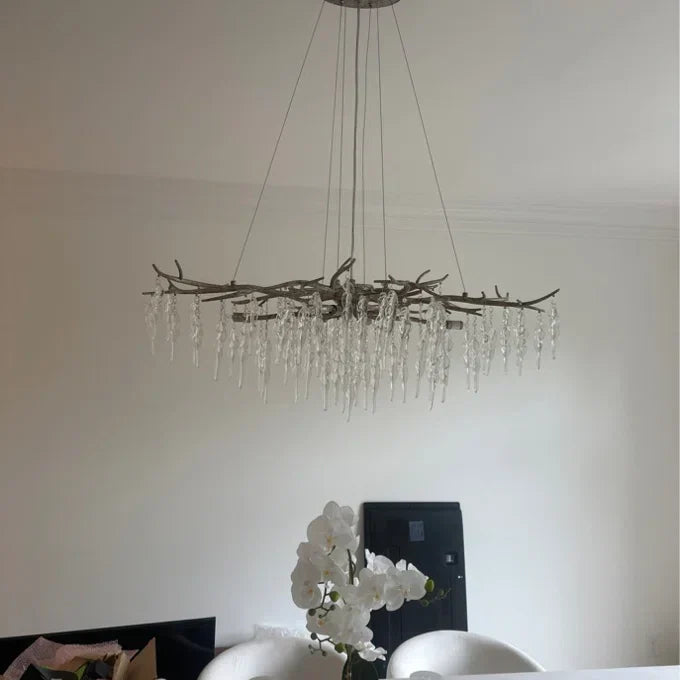 Modern Geometric Crystal Branch Chandelier
