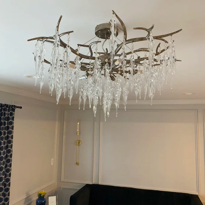 Modern Geometric Crystal Branch Chandelier