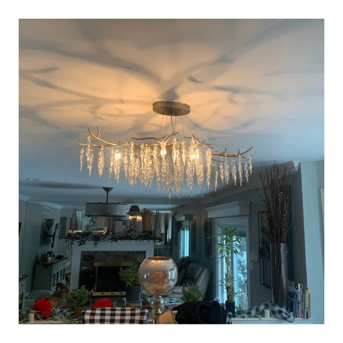 Modern Geometric Crystal Branch Chandelier
